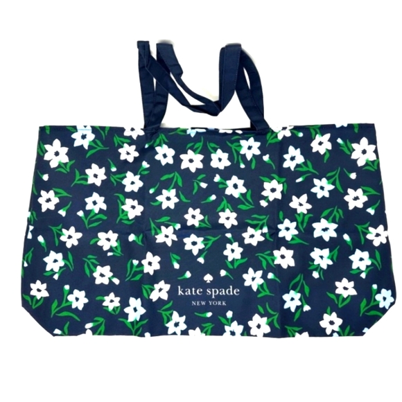 kate spade Handbags - Kate Spade Navy Blue Floral Nylon Large Shopper Tote New in package